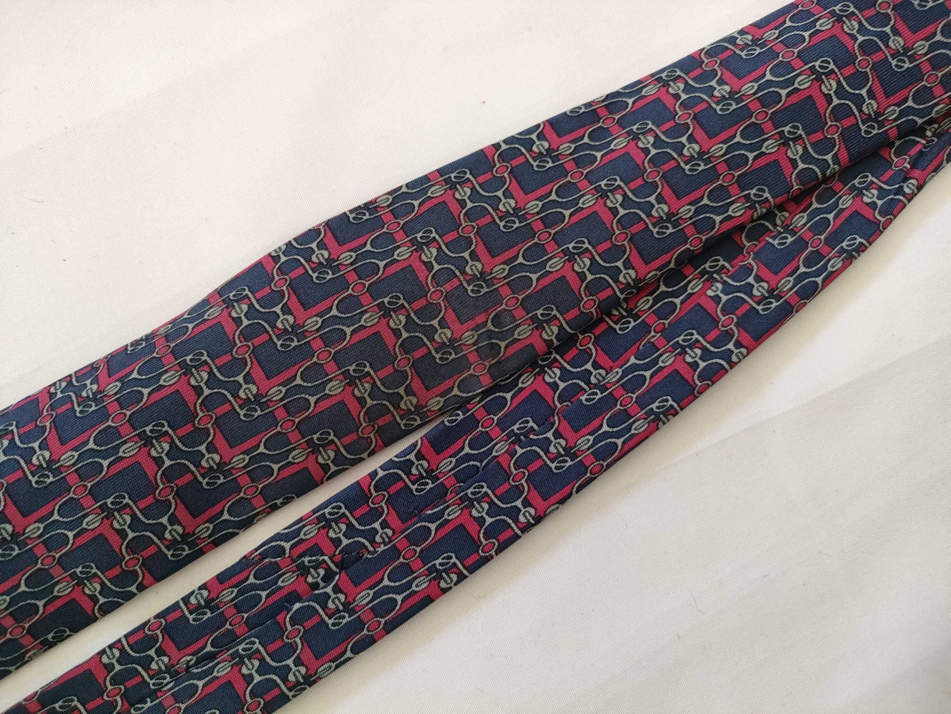HERMES All-Over Print Silk Tie Navy Other Accessories