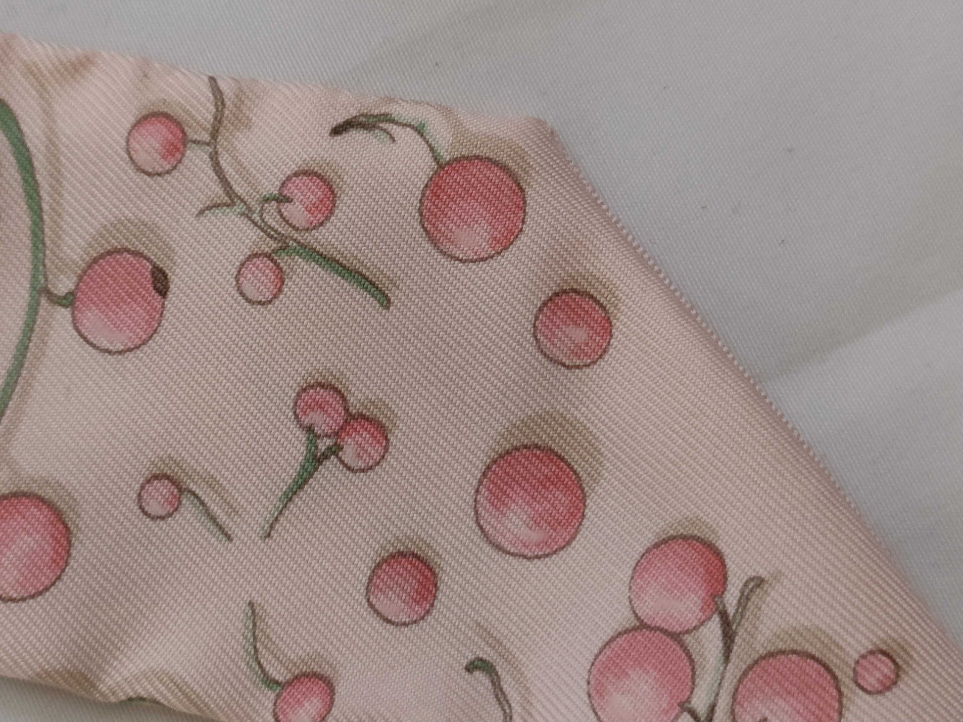 HERMES Twilly Hermes Twilly Fruit Motif Silk Scarf Pink Other Accessories