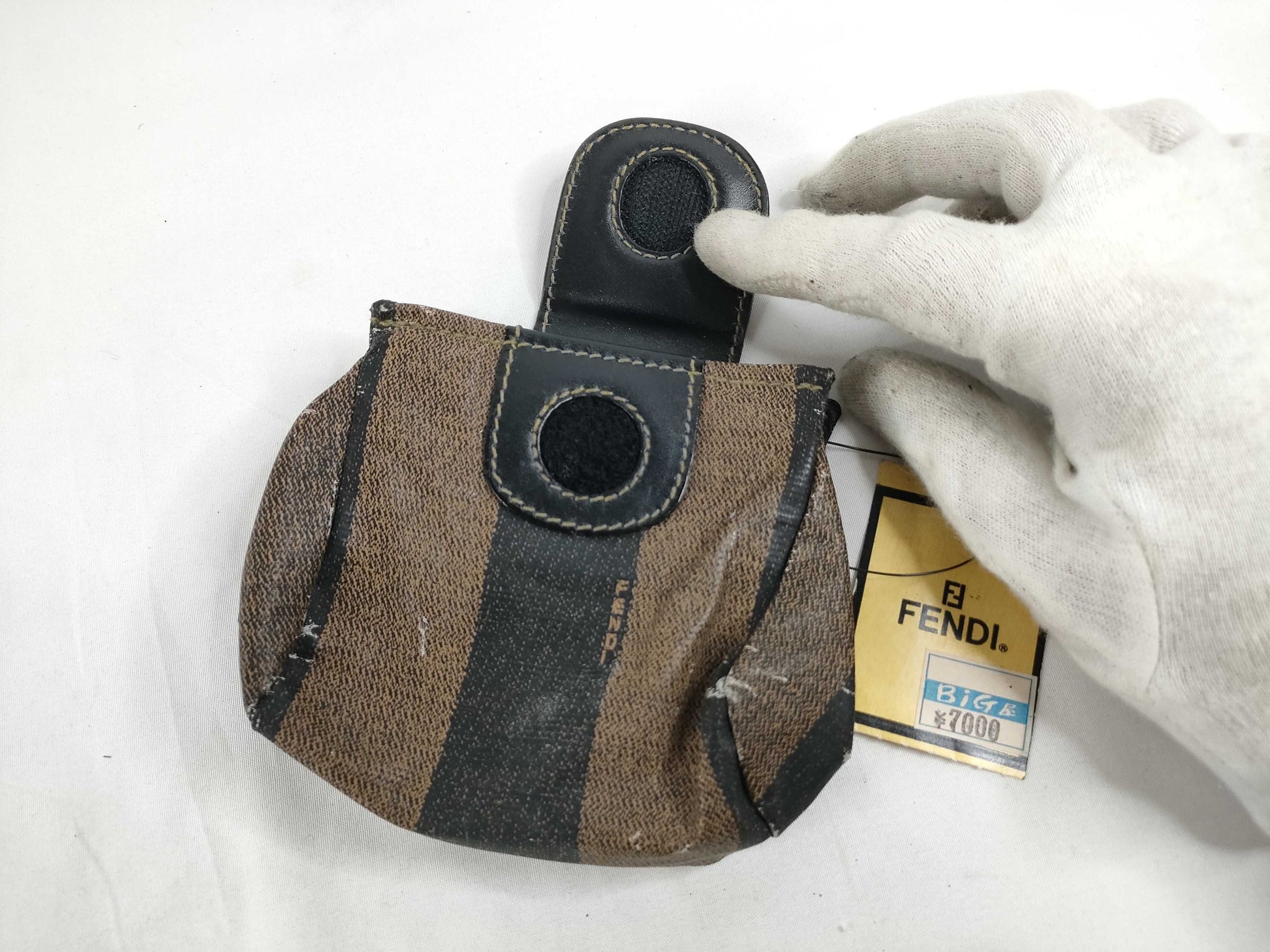 FENDI Pecan Print PVC Pouch 262-122171-068 Khaki x Black Pouch