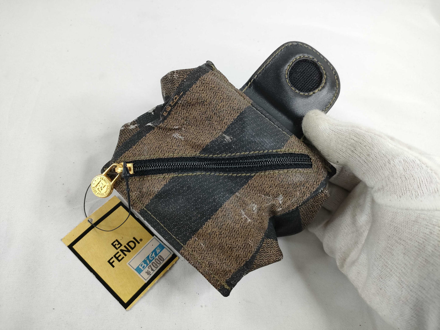 FENDI Pecan Print PVC Pouch 262-122171-068 Khaki x Black Pouch