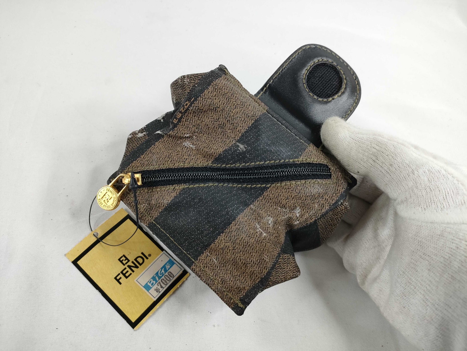 FENDI Pecan Print PVC Pouch 262-122171-068 Khaki x Black Pouch