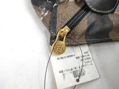 FENDI Pecan Print PVC Pouch 262-122171-068 Khaki x Black Pouch