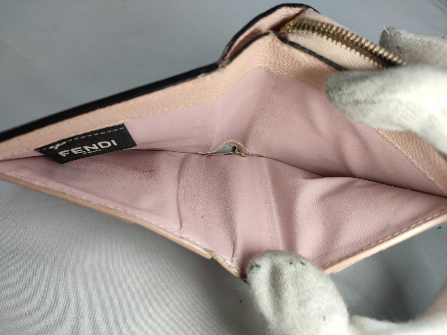 FENDI Leather Bifold Wallet 8M0407-A18B-199-3260 Pink Beige Wallet