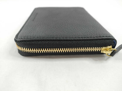 Bonaventura Leather Round Zip Black Wallet