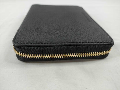 Bonaventura Leather Round Zip Black Wallet