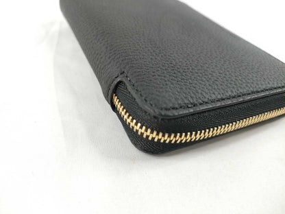 Bonaventura Leather Round Zip Black Wallet