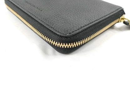 Bonaventura Leather Round Zip Black Wallet