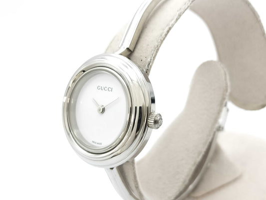 GUCCI Women's Watch with Change Bezel, 11/12.2L, 2060827, Quartz Movement, White Dial, Not Working, No Operational Guarantee