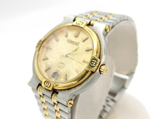 GUCCI 9000M 0043687 Quartz Gold Dial Women's Watch 