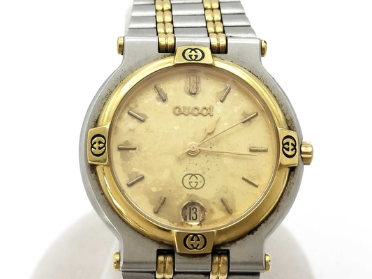 GUCCI 9000M 0043687 Quartz Gold Dial Women's Watch 