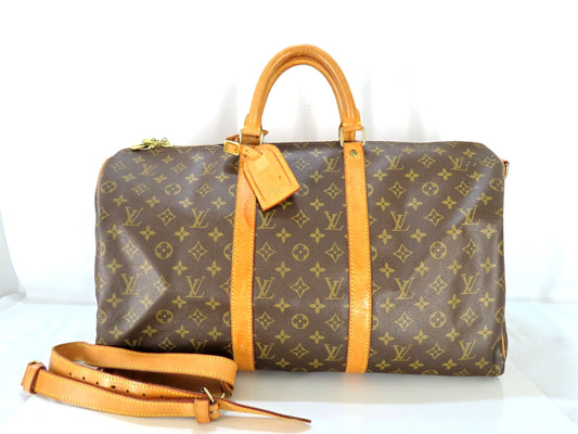 LOUIS VUITTON LV Monogram Keepall Bandouliere 50 M41416 VI1914 Boston Bag