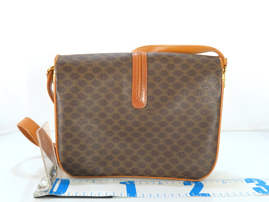 CELINE Macadam PVC and Leather Shoulder Bag M08 Brown