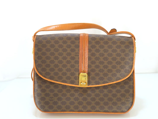 CELINE Macadam PVC and Leather Shoulder Bag M08 Brown