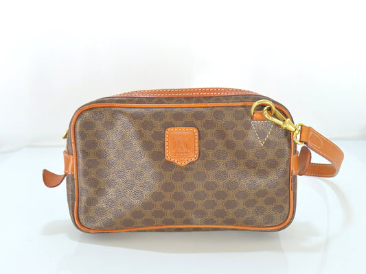 CELINE Macadam PVC and Leather Shoulder Bag M93 Brown