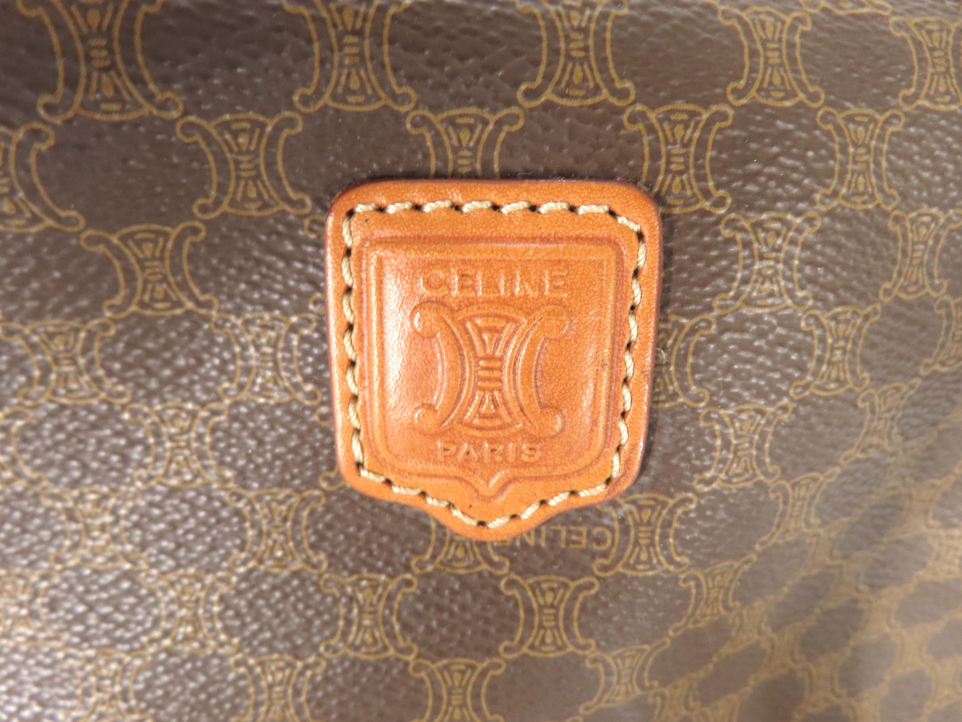 CELINE Macadam PVC and Leather Shoulder Bag M93 Brown