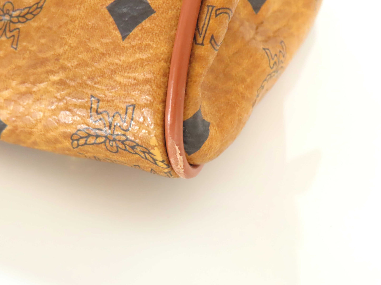 MCM Visetos Leather Boston Bag, Brown