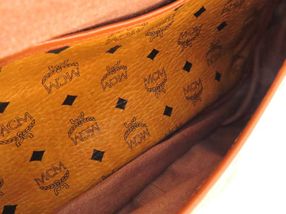 MCM Visetos Leather Shoulder Bag in Camel