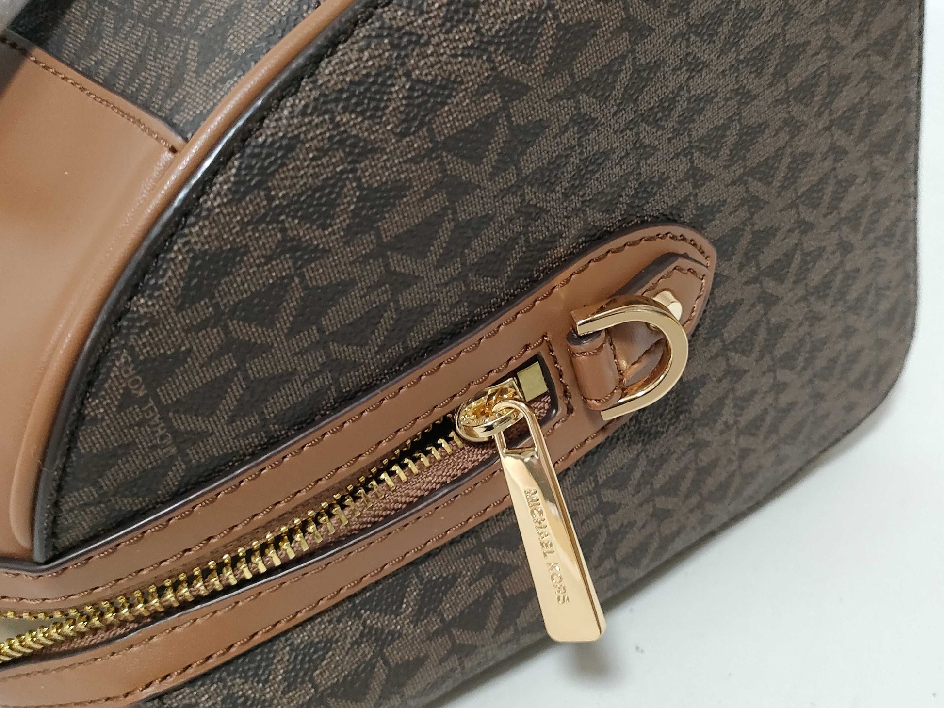 Michael Kors Logo Shop PVC and Leather 2-Way Handbag 35S2GTFU2B Brown