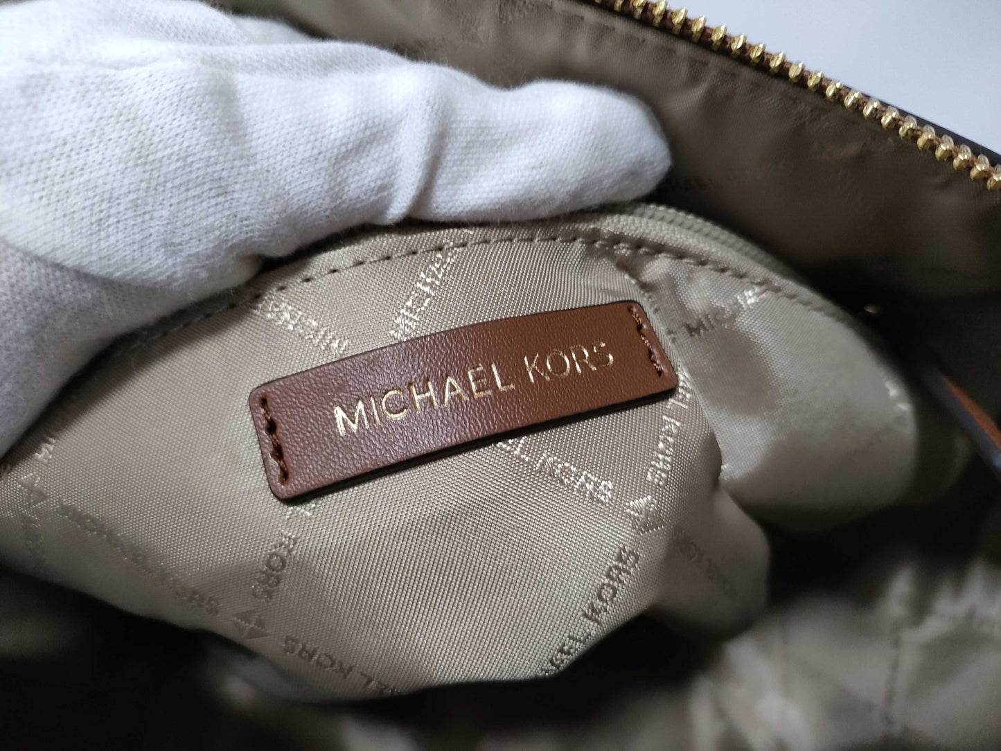 Michael Kors Logo Shop PVC and Leather 2-Way Handbag 35S2GTFU2B Brown