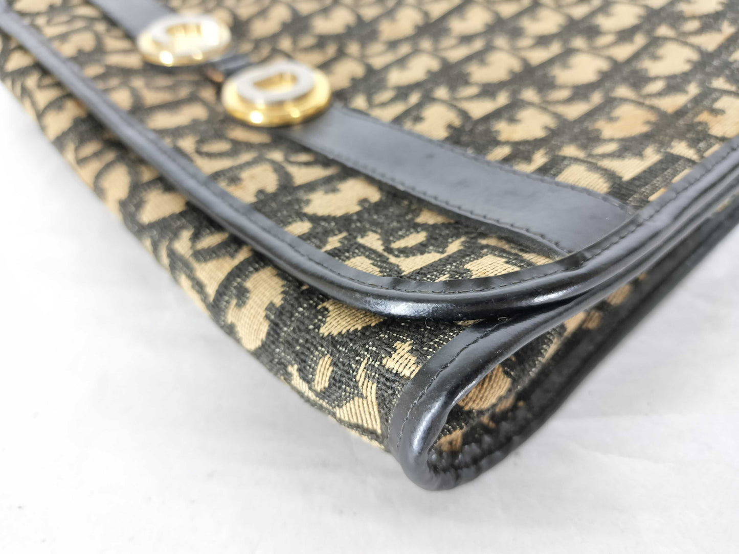 Dior Trotter Christian Dior Trotter Canvas Shoulder Bag Beige x Navy