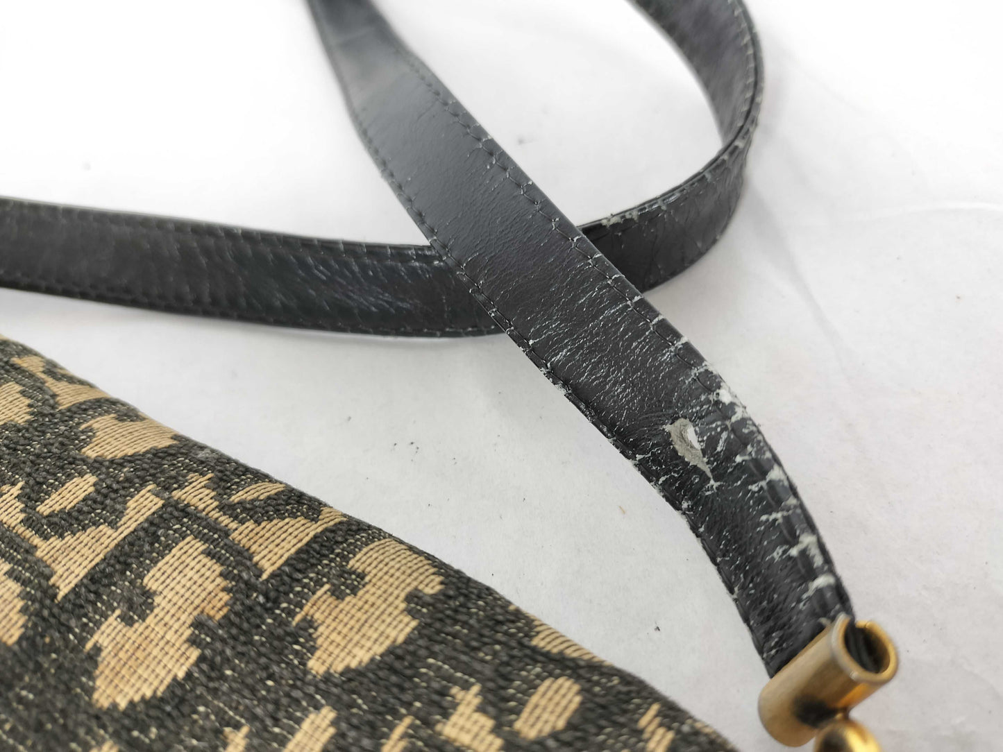 Dior Trotter Christian Dior Trotter Canvas Shoulder Bag Beige x Navy