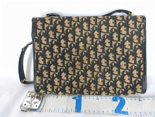 Dior Trotter Christian Dior Trotter Canvas Shoulder Bag Beige x Navy
