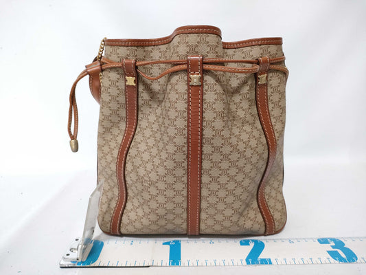 CELINE Macadam PVC and Leather Shoulder Bag M08 Beige and Brown