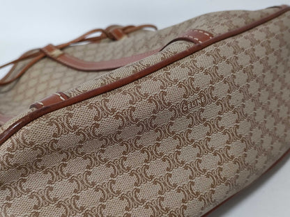 CELINE Macadam PVC and Leather Shoulder Bag M08 Beige and Brown