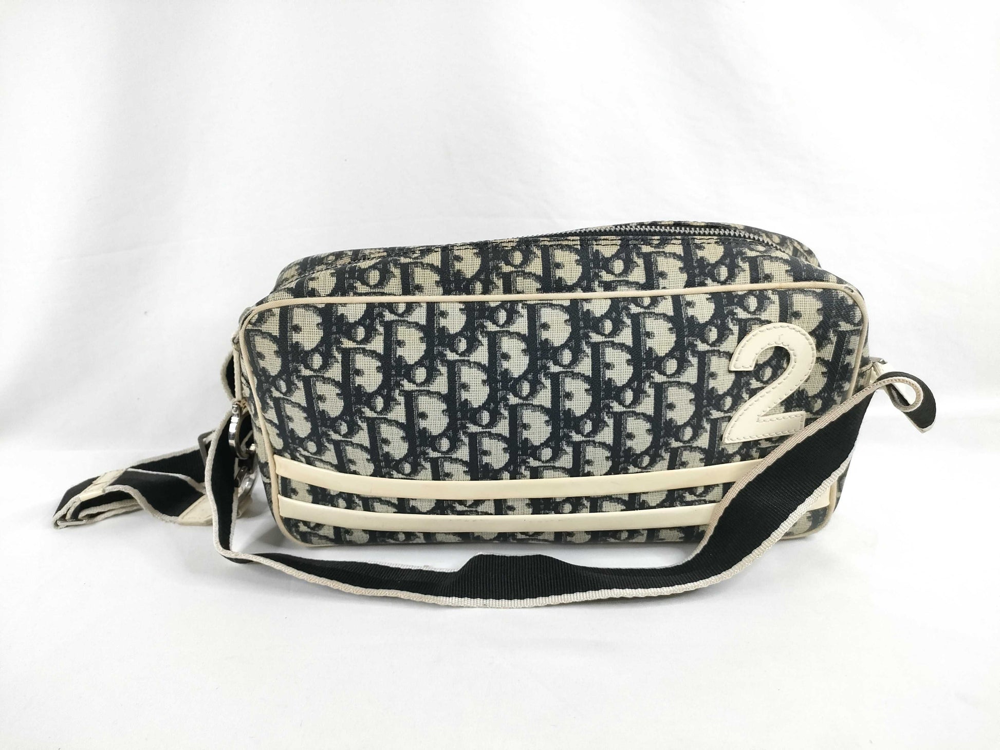 Dior Trotter Christian Dior Trotter PVC Shoulder Bag BOC0093 Navy x Ivory Shoulder Bag