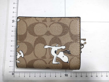 COACH Signature Snoopy Collaboration PVC Bi-fold Wallet C4591 Brown Wallet