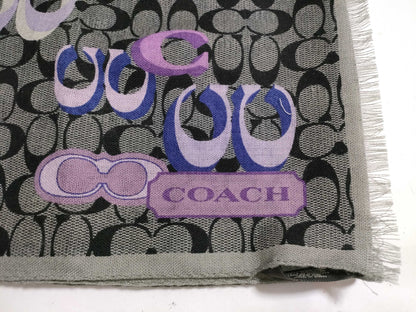 COACH Signature Wool Stole in Gray and Black
