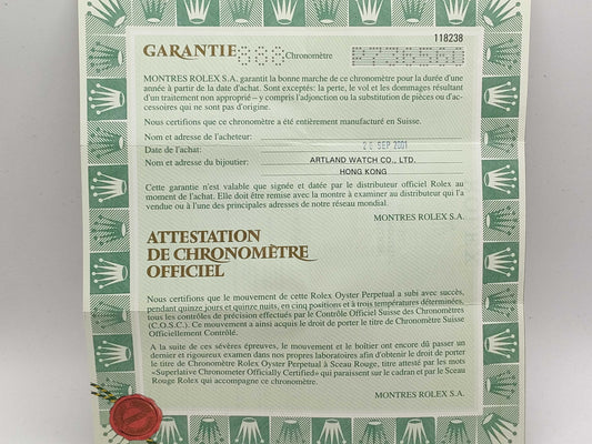 ROLEX Guarantee only 118238 P736560 Other accessories
