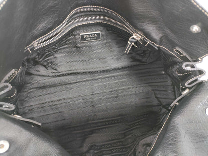 PRADA Prada All Leather Handbag Tote Mini Boston Bag Black