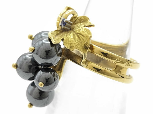 Nobuko Ishikawa Ring, Colored Stone Diameter: Approx. 5.2-6.3mm, Sapphire and Diamond, 18K Gold/PT900, 7.8g 
