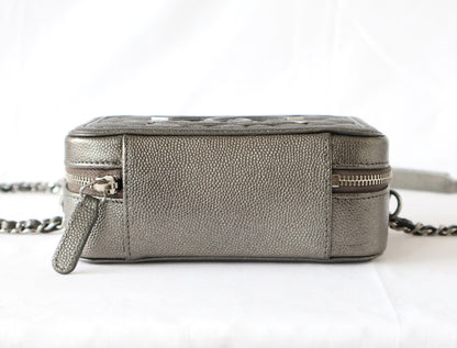CHANEL CC Filigree Caviar Leather Chain Shoulder Bag, Silver, Seal, No. 26