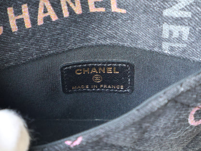CHANEL Seal 31 Series Denim Matelasse Chain Shoulder Bag Black