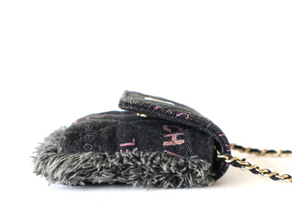 CHANEL Seal 31 Series Denim Matelasse Chain Shoulder Bag Black