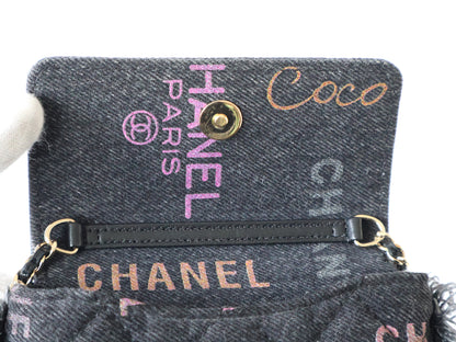 CHANEL Seal 31 Series Denim Matelasse Chain Shoulder Bag Black