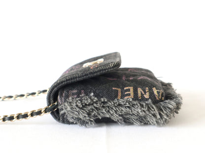 CHANEL Seal 31 Series Denim Matelasse Chain Shoulder Bag Black