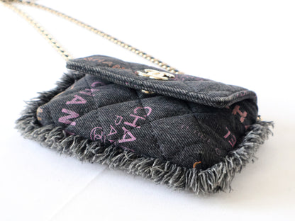 CHANEL Seal 31 Series Denim Matelasse Chain Shoulder Bag Black
