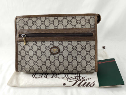 GUCCI GG Plus OLD GUCCI GG Supreme Pouch Second Bag with Dust Bag and Card
