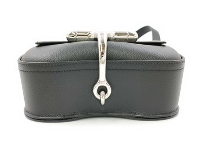 HERMES Della Cavalle Black Shoulder Bag with Stamped Z, Silver Hardware