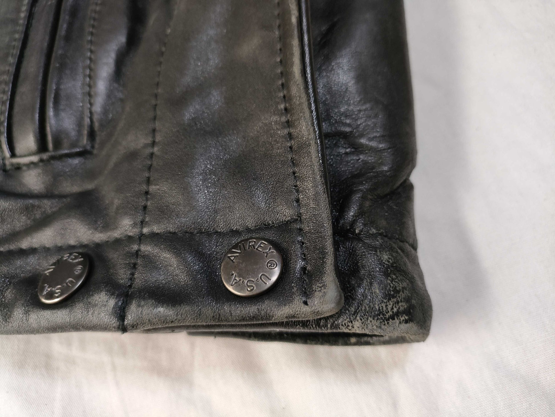 AVIREX Leather Flight Jacket with Genuine Leather Liner
