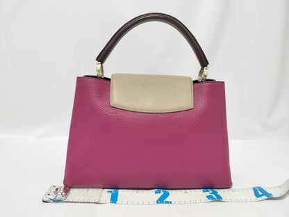 LOUIS VUITTON M94387 Capucines MM Fuchsia Pink Beige Brown Handbag
