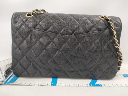 CHANEL Matelasse 25 Caviar Leather Black Double Flap Double Chain GD Hardware Size 13 Shoulder Bag