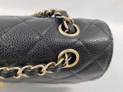 CHANEL Matelasse 25 Caviar Leather Black Double Flap Double Chain GD Hardware Size 13 Shoulder Bag