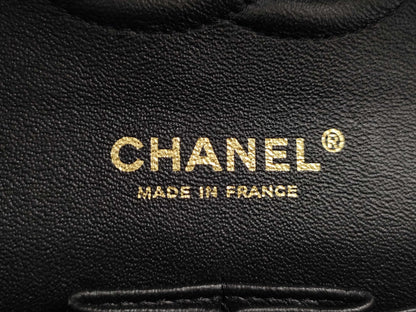 CHANEL Matelasse 25 Caviar Leather Black Double Flap Double Chain GD Hardware Size 13 Shoulder Bag