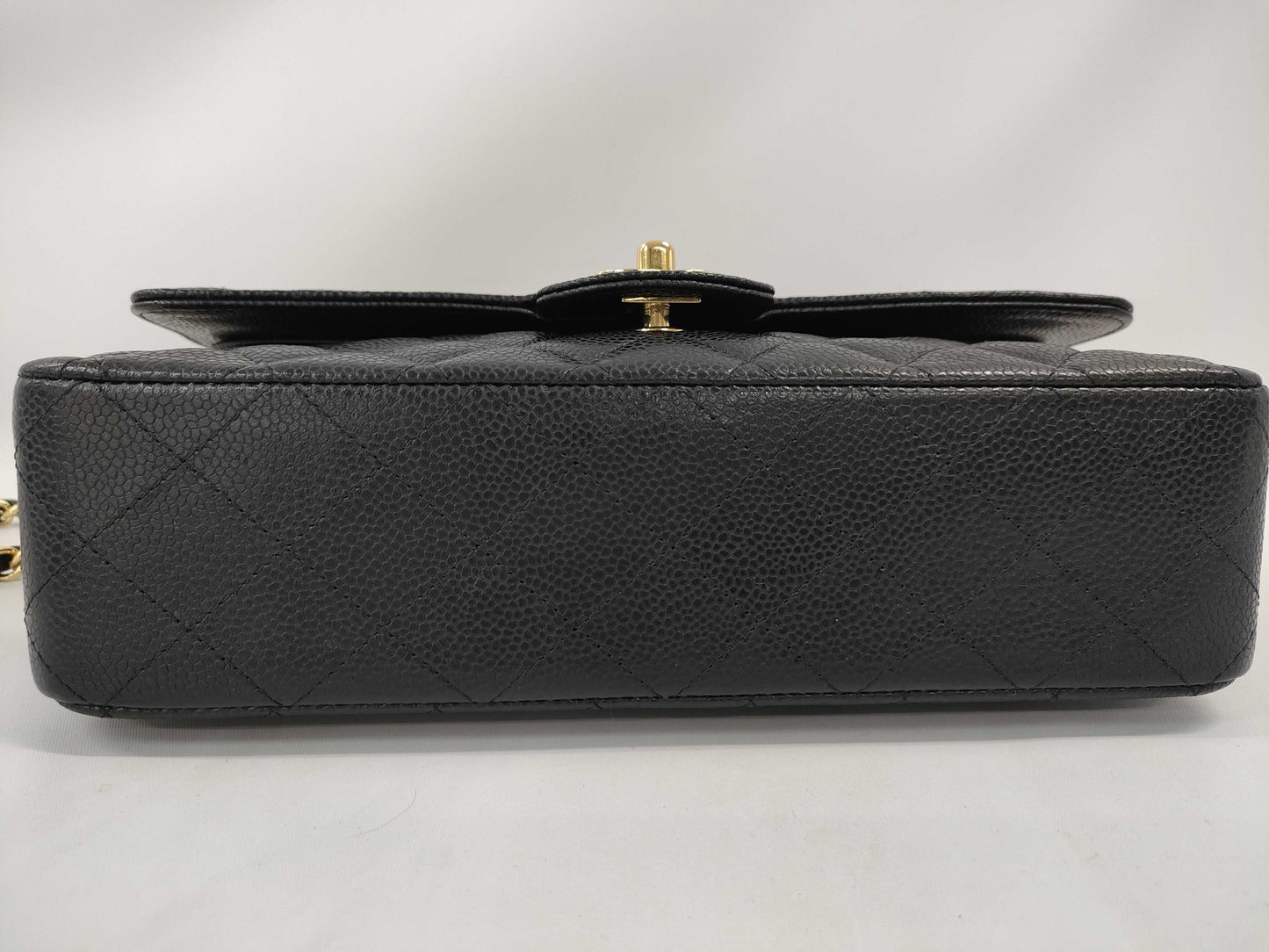 CHANEL Matelasse 25 Caviar Leather Black Double Flap Double Chain GD Hardware Size 13 Shoulder Bag