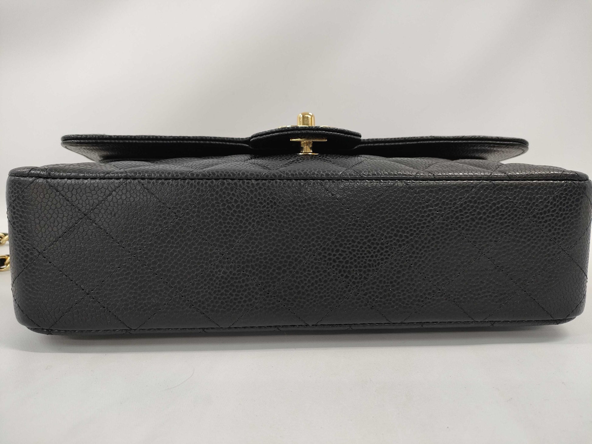 CHANEL Matelasse 25 Caviar Leather Black Double Flap Double Chain GD Hardware Size 13 Shoulder Bag