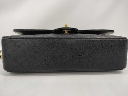 CHANEL Matelasse 25 Caviar Leather Black Double Flap Double Chain GD Hardware Size 13 Shoulder Bag